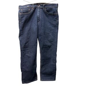 Levis 505 Distressed Regular Fit Darkwash Straight Leg Stretch Denim Jeans 36x32